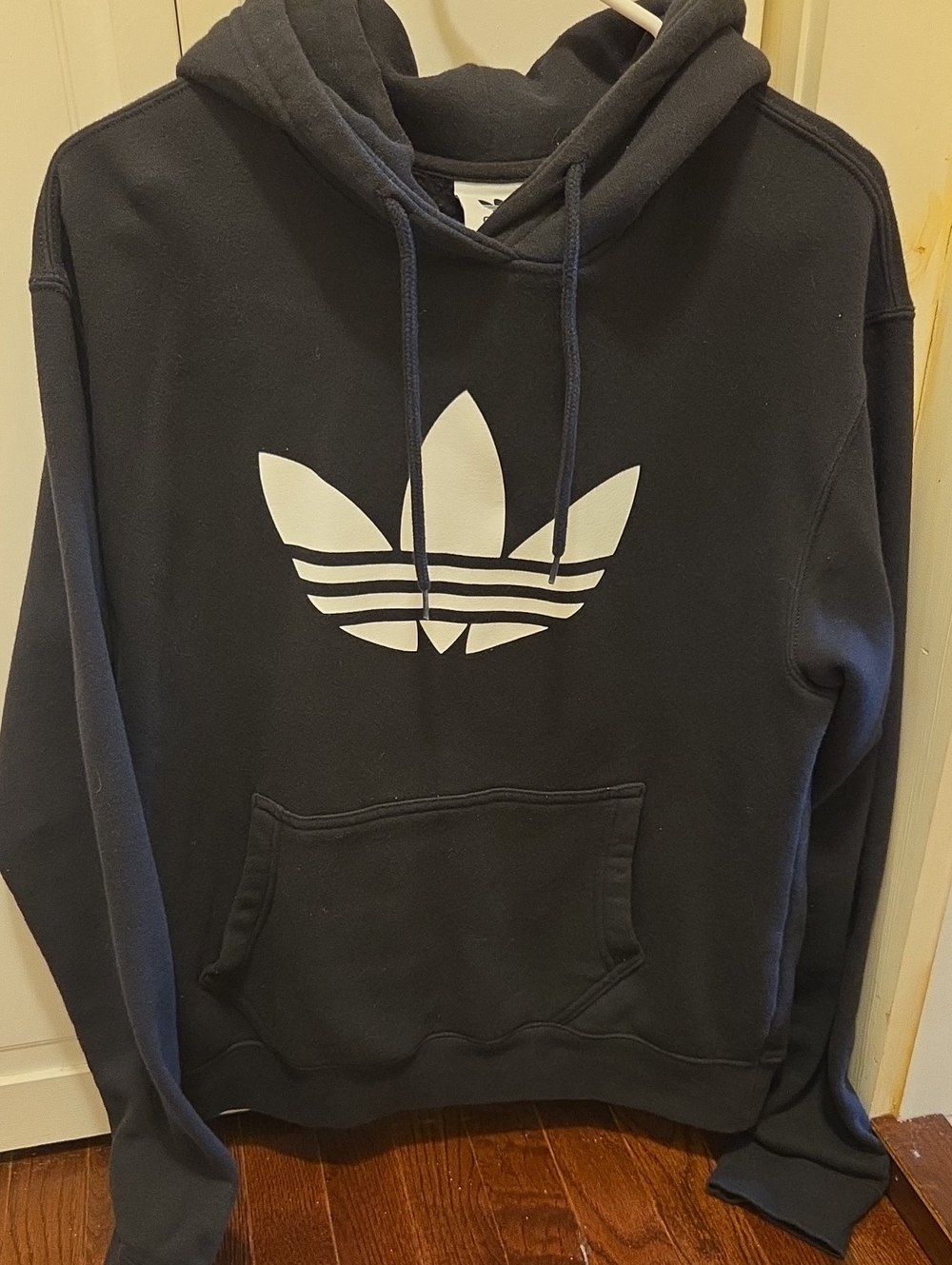 adidas Black Hoodie with White Trefoil Logo